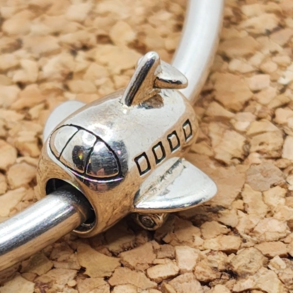 AUTHENTIC 925 STERLING SILVER AIRPLANE CHARM FOR PANDORA BRACELETS